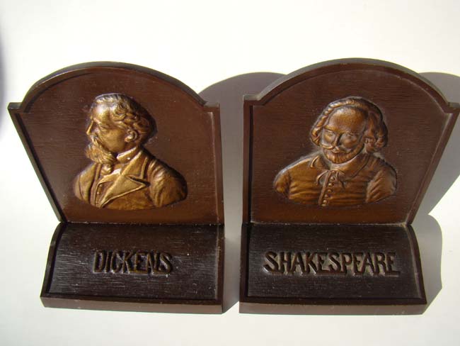 DICKENS & SHAKESPEARE bookends by Bradley & Hubbard circa 1926 — image 2